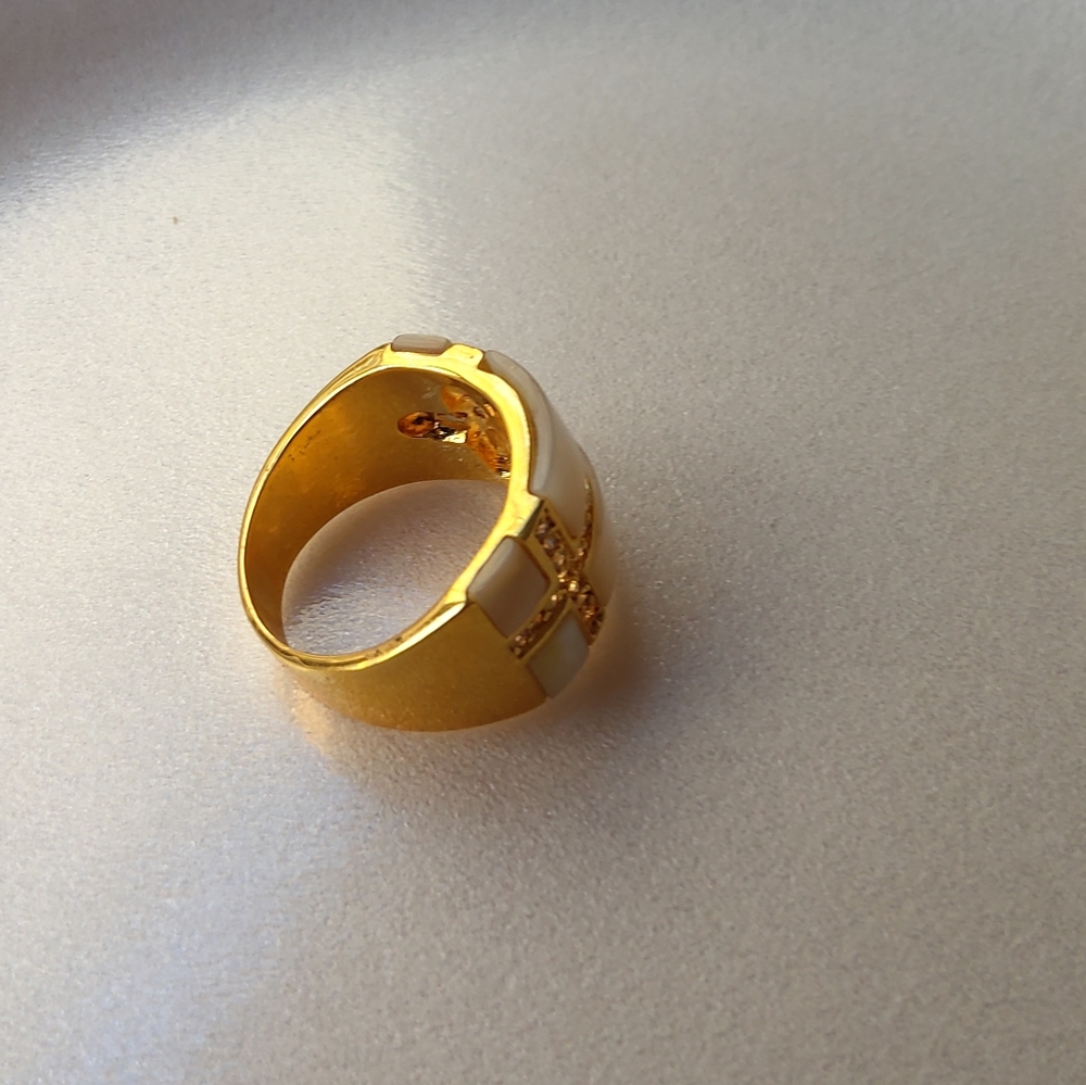 Ring mother of pearl and zircon size 9. - Picture 4 of 5